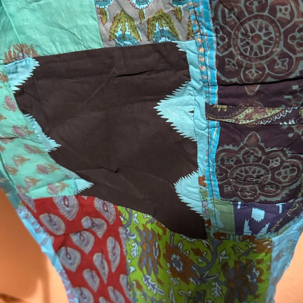 Bohemian Patchwork Harem Pants with pockets one size fits most​ small med large - Picture 4 of 4